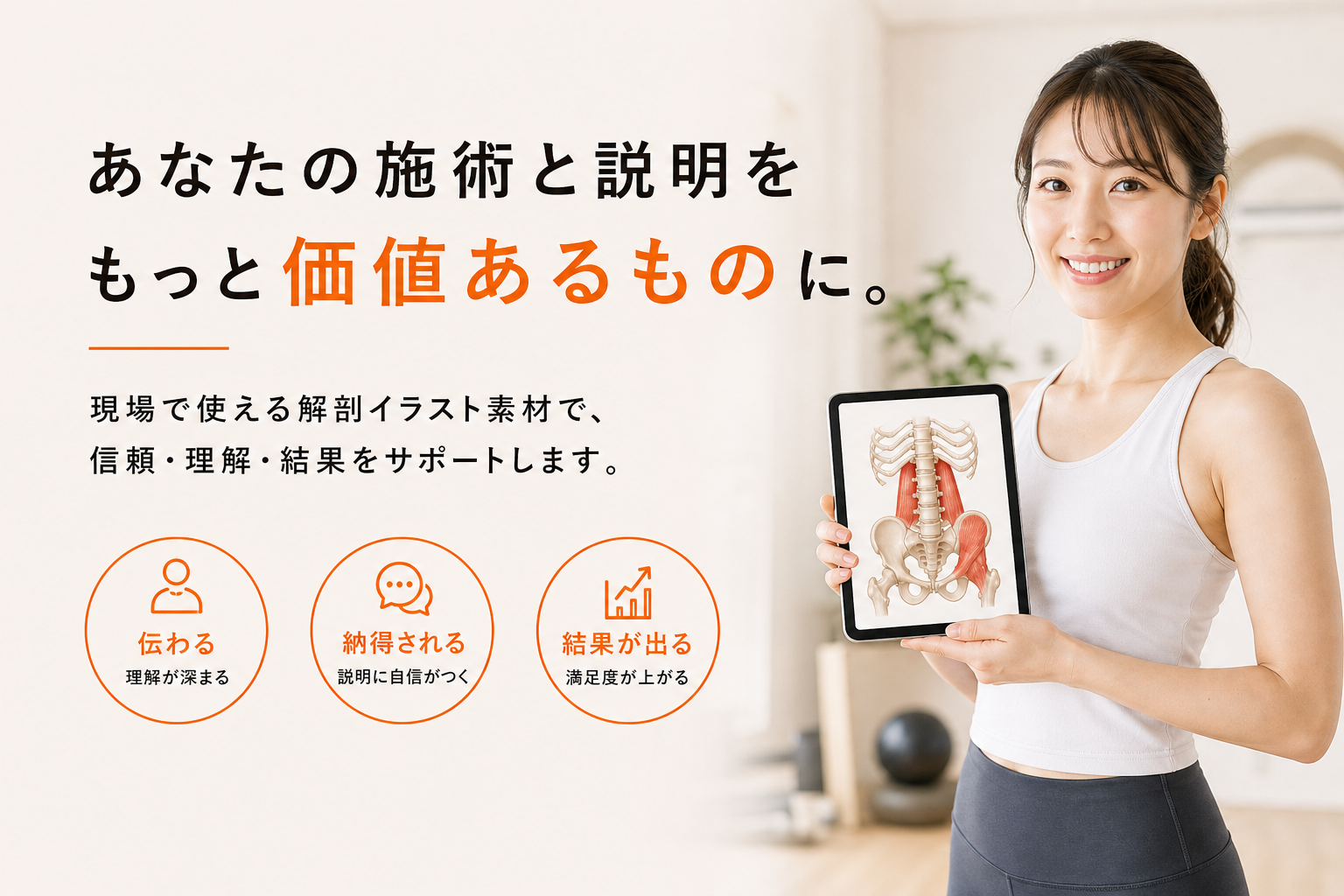 あなたの施術と説明をもっと価値あるものに。